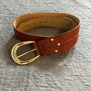 Michael Michael‎ kors leather woven brown belt gold buckle size large